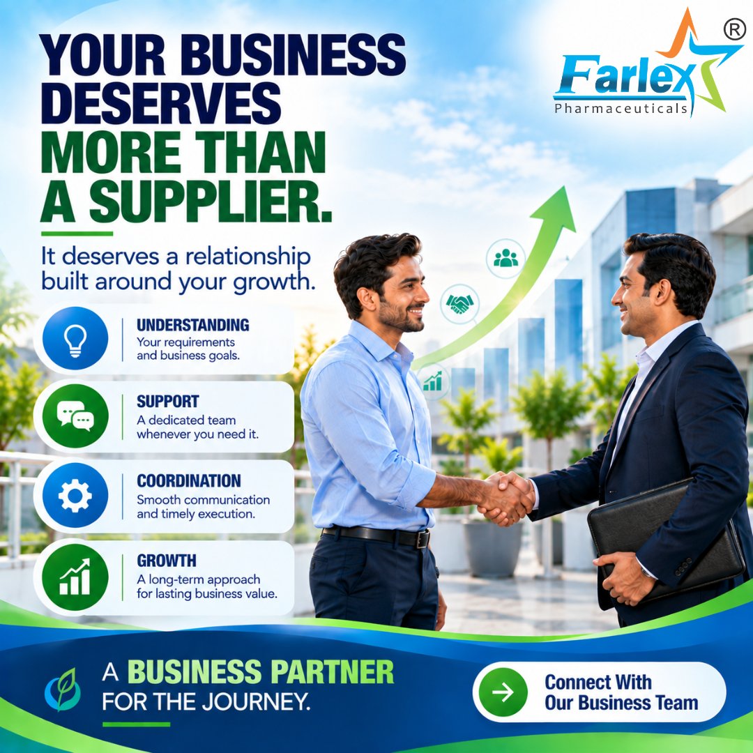 farlexpharma's tweet photo. Your pharma business deserves more than a supplier.
Understanding, support, coordination and a long-term approach can turn a business transaction into a stronger professional relationship.
#PharmaBusiness #B2BPharma #PharmaIndustry https://t.co/v9Th5ZAutJ