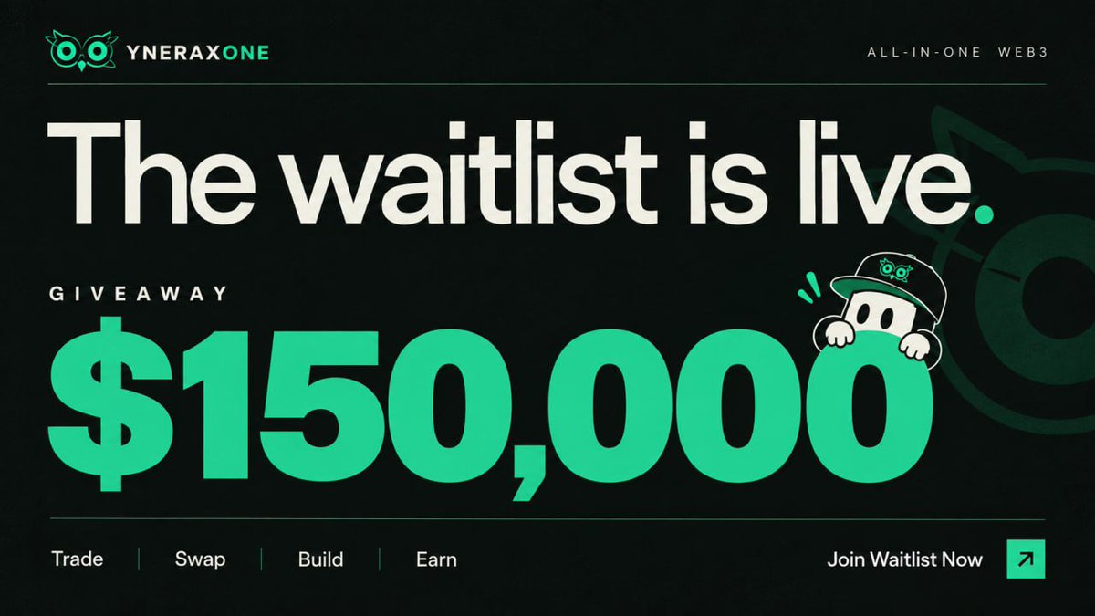 Grayson_Amb_'s tweet photo. YneraX One is building a new era for Web3, combining trading, DeFi, rewards, and on-chain opportunities. 🦉⚡

The Early User Campaign is now live, with a $150K reward pool. I’m participating and excited to see what YneraX One brings. 🚀

#YneraXOne #Web3 #Crypto.
@yneraxone https://t.co/MPIGsgrMEP