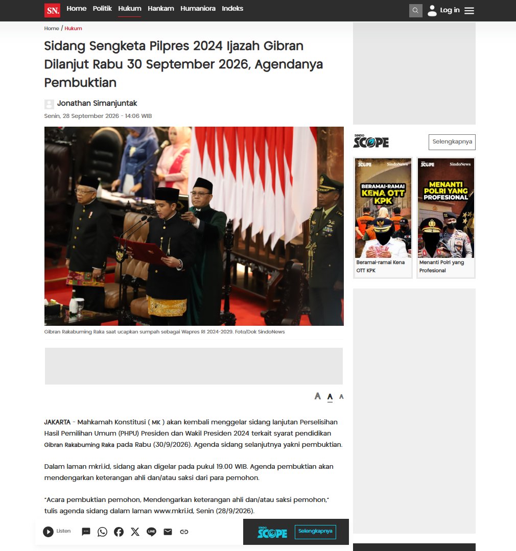 ardisatriawan's tweet photo. BREAKING: SIDANG IJAZAH SMA GIBRAN DI MK LANJUT KE TAHAP PEMBUKTIAN!

GILA~~!!

SIDANG DIGELAR HARI RABU, 30 SEPTEMBER 2026, PUKUL 19:00 WIB.