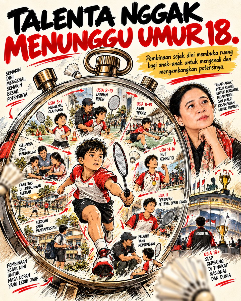 DwiAgustinana's tweet photo. Medali dimulai dari latihan pertama, talenta muda membutuhkan ruang, pelatih, fasilitas, serta kesempatan bertanding yang konsisten untuk berkembang demi meraih prestasi bangsa. #puanku #puankoe #puanmhrn #puanmaharani https://t.co/HE3noeA844