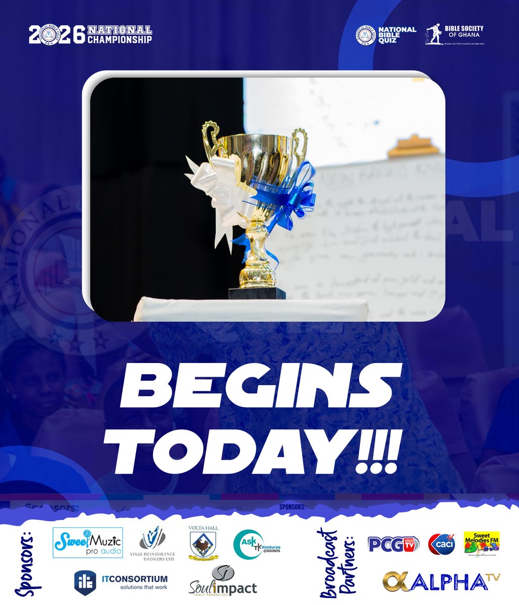NBQGhana's tweet photo. The photo = The caption!
All roads lead to the Christ Anglican Church, University of Ghana - Legon.
3 straight weeks of exciting biblical contests begins today!
#NBQ2026
#RoadtoNBQ2026
#NationalChampionship
#itstoday
#TheWordinAction https://t.co/mSUWZAp2QQ