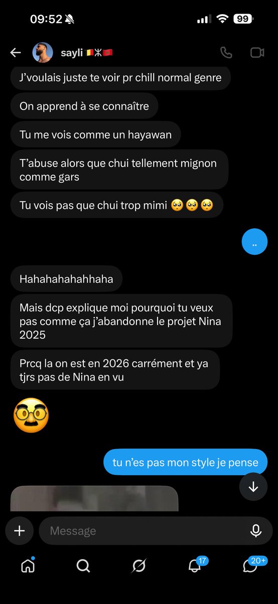 gare2roubaix's tweet photo. J’ai la flemme d’aller plus loin dans la conv mais en bref c’est un forceur de bz jcomprends mm pas que yait des zgeg qui le défendent alors que qd il sfait recal sa seule défense c soit d’insulter soit d’essayer d’afficher https://t.co/a1KQTOPIdQ