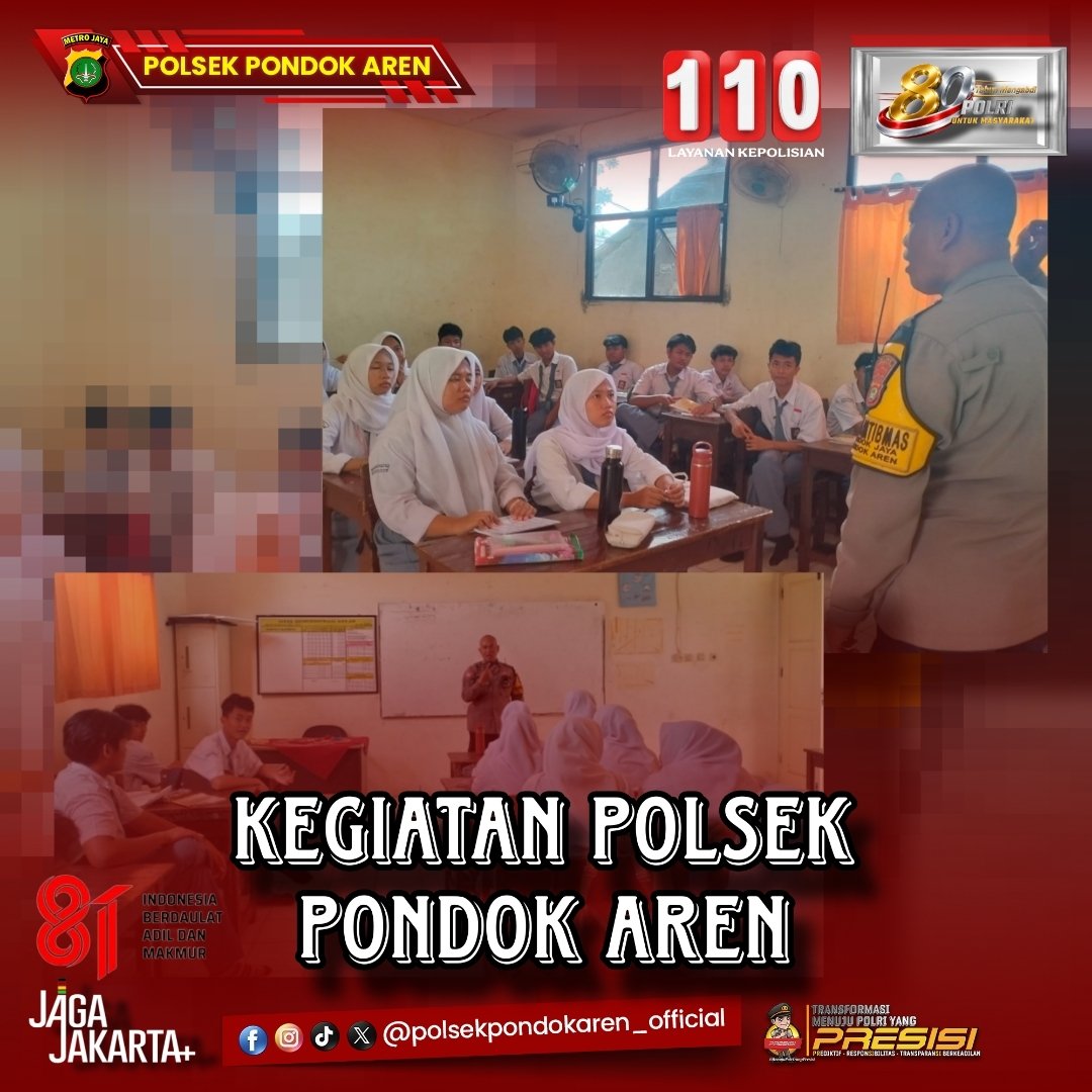 Aren_Sector's tweet photo. Polsek Pondok aren melalui Bhabinkamtibmas elaksanakan giat sambang Police Goes to School sebagai Petugas FKPMS  ( Forum Kemitraan Polisi Masyarakat Dan Sekolah )  bersama kepala sekolah SMK BAHAGIA kelas 12, menyampaikan Bahaya MEDSOS https://t.co/cZCxGnRroD
