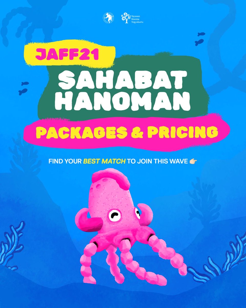 JAFFJogja's tweet photo. Found your match yet?
Sahabat Hanoman packages & pricing are here, find the package that fits your way of joining the JAFF21 wave.
#JAFF21 #JAFF2026 #SahabatHanoman https://t.co/zEfTUINt1i