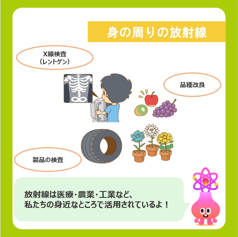 KANDEN_Official's tweet photo. ／
日本を支える発電方法　その４　
#おしえてかんでん　
＼
エネルギーに関する豆知識を毎月お届け中✨
今回ご紹介するのは #原子力発電 ②
放射線についてご紹介します！

実は放射線は、私たちの身の周りにも存在しています👀
また、その性質を活かして、医療や農業などさまざまな分野で利用されています。

一方で、放射線は受ける量などによって、人体に影響を与えることがあるため、原子力発電所では適切に管理しています。
また、もしものときにも人や環境を守れるよう、「5層の壁」という考え方に基づいて安全対策を行っています。

次回の #原子力発電 ③では、原子力発電所での安全対策について、詳しくご紹介します💡
「もっと知りたい！」と感じたことや、今後取り上げてほしいテーマがあれば、ぜひコメントで教えてください！
過去の投稿は、 #おしえてかんでん で検索🔍