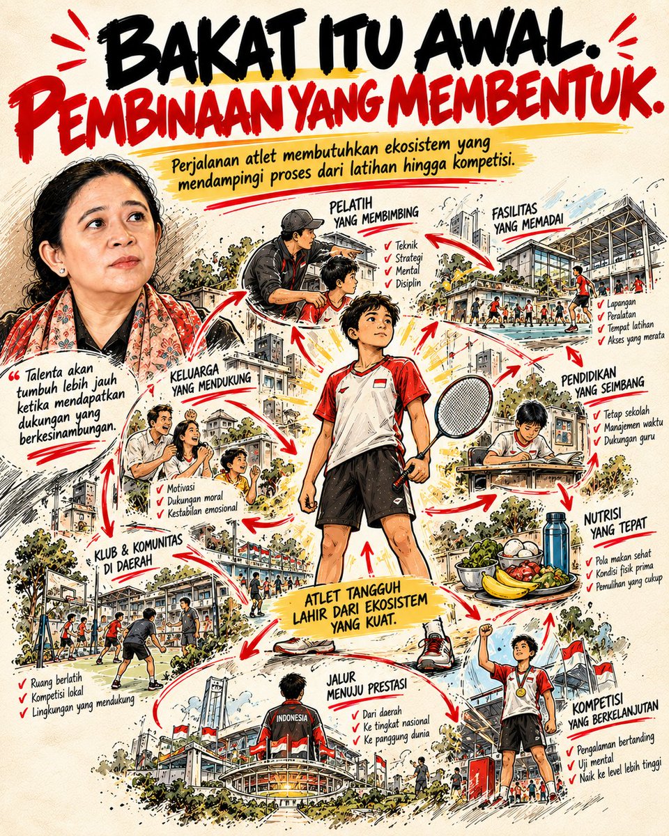 Adistiyarima's tweet photo. Medali dimulai dari latihan pertama, talenta muda membutuhkan ruang, pelatih, fasilitas, serta kesempatan bertanding yang konsisten untuk berkembang demi meraih prestasi bangsa. #puanku #puankoe #puanmhrn #puanmaharani https://t.co/tKXlnRJ1jk