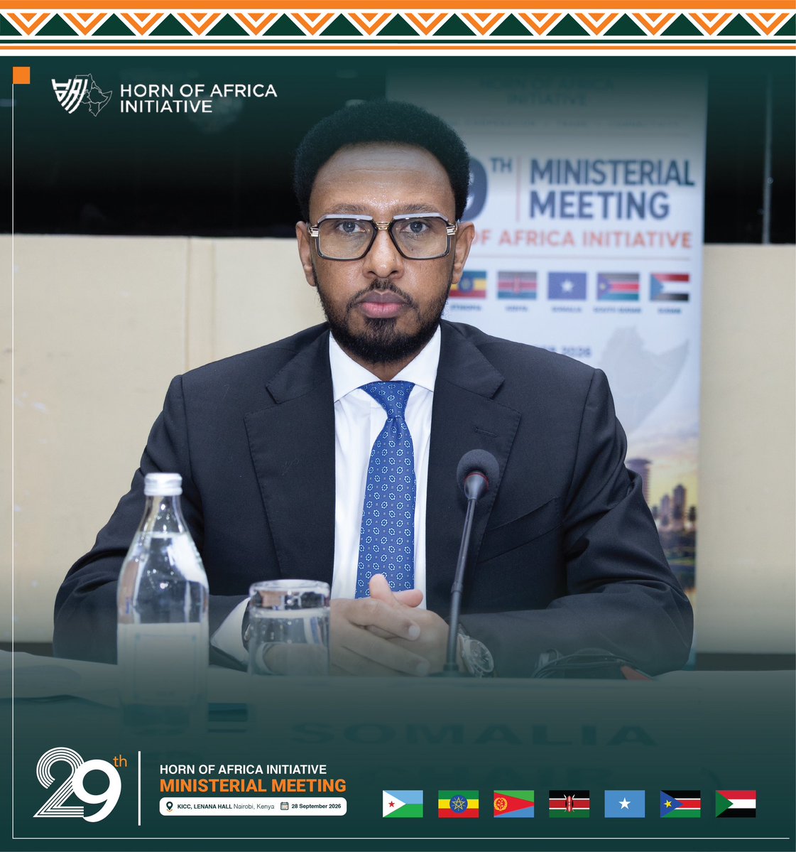MoF_Somalia's tweet photo. This morning H.E. Minister @BihiEgeh is chairing the 29th meeting of the Horn of Africa Initiative ministerial meeting in Nairobi. The meeting is focused on advancing trade in the Horn and is attended by key bilateral and multilateral partners along side member governments. https://t.co/M44OGcHf2J