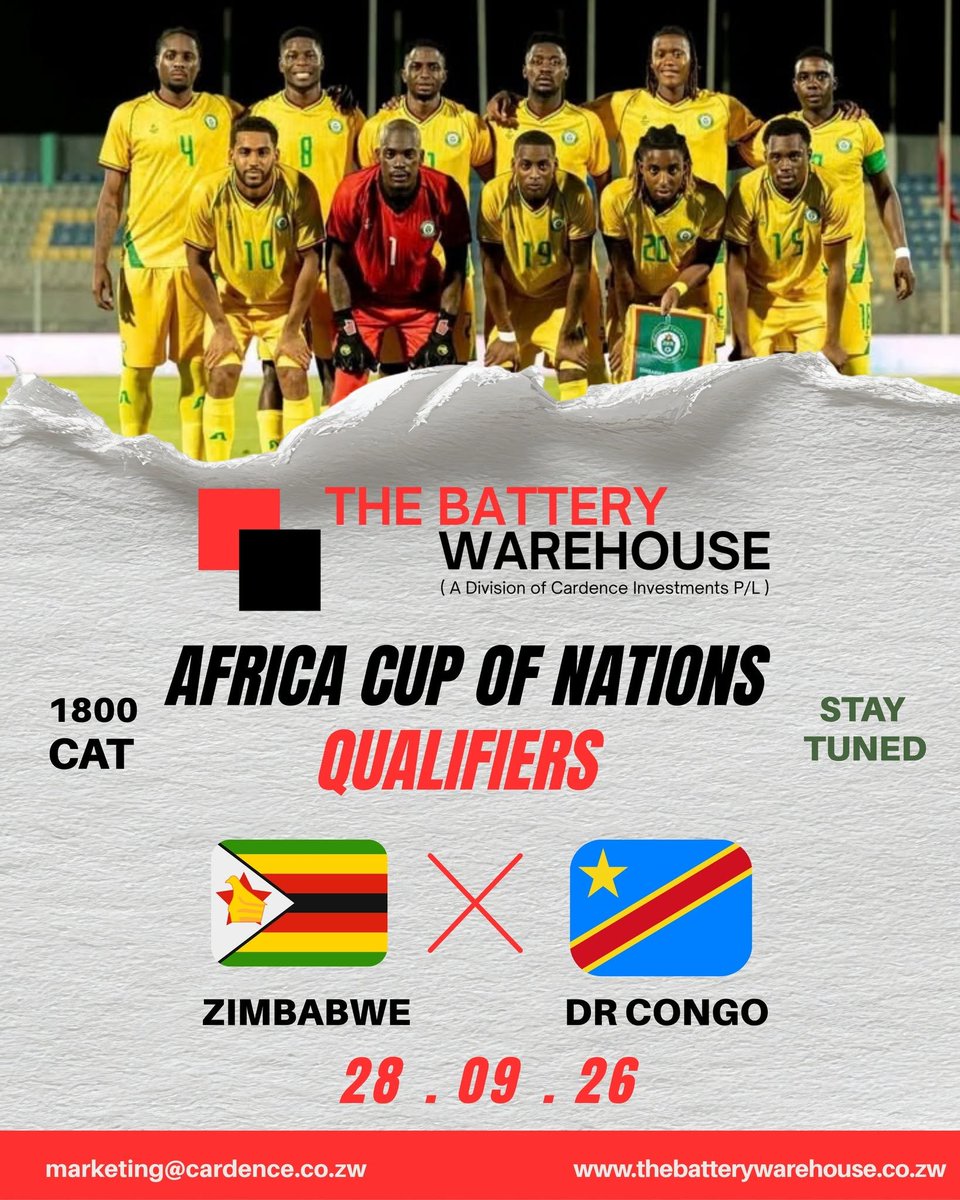 BrandZim263's tweet photo. The stage is set. 🏟️🇿🇼

The Warriors face DR Congo today in the 2027 AFCON qualifiers.

⏰ 6PM

Let's fill the National Sports Stadium with support for the Warriors! 🇿🇼⚽ https://t.co/irl54BlFYf