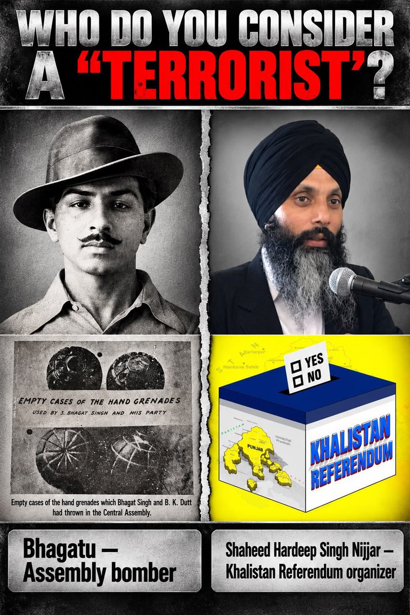 Trump_khalsa's tweet photo. Bhagat Comrade was a communist terrorist who was rightly tried and hung to death.He was an anti Sikh anti Panjabi language a racist who chose Hindustani Fundamentalism over the Panth and Panjab a man who worshipped Lala Lajpat Rai the leader of the anti Sikh Arya Samaj - this guy deserves to be buried in the dustbin of history and all statues and his name will be wiped out on day one in an Independent Khalistan.
#Bhagatsingh #UN #UNGA81
@RahulGandhi @BhagwantMann