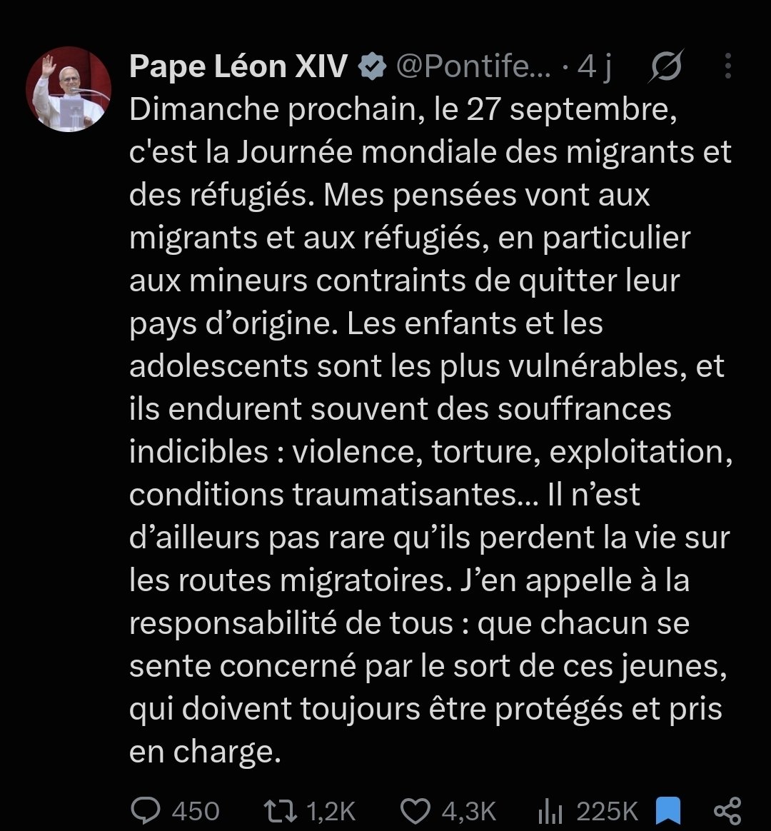 lelapindufutur's tweet photo. Je ne voudrais pas manquer de respect au Pape ni à la religion chrétienne, mais le Soudanais qui vient de violer et tuer Juliette, une mamie handicapée de 93 ans à Toulouse, n'est pas mon frère en Christ, et je ne peux pas croire en un Dieu qui m'explique qu'il est mon égal. https://t.co/r9FNfA5sQz