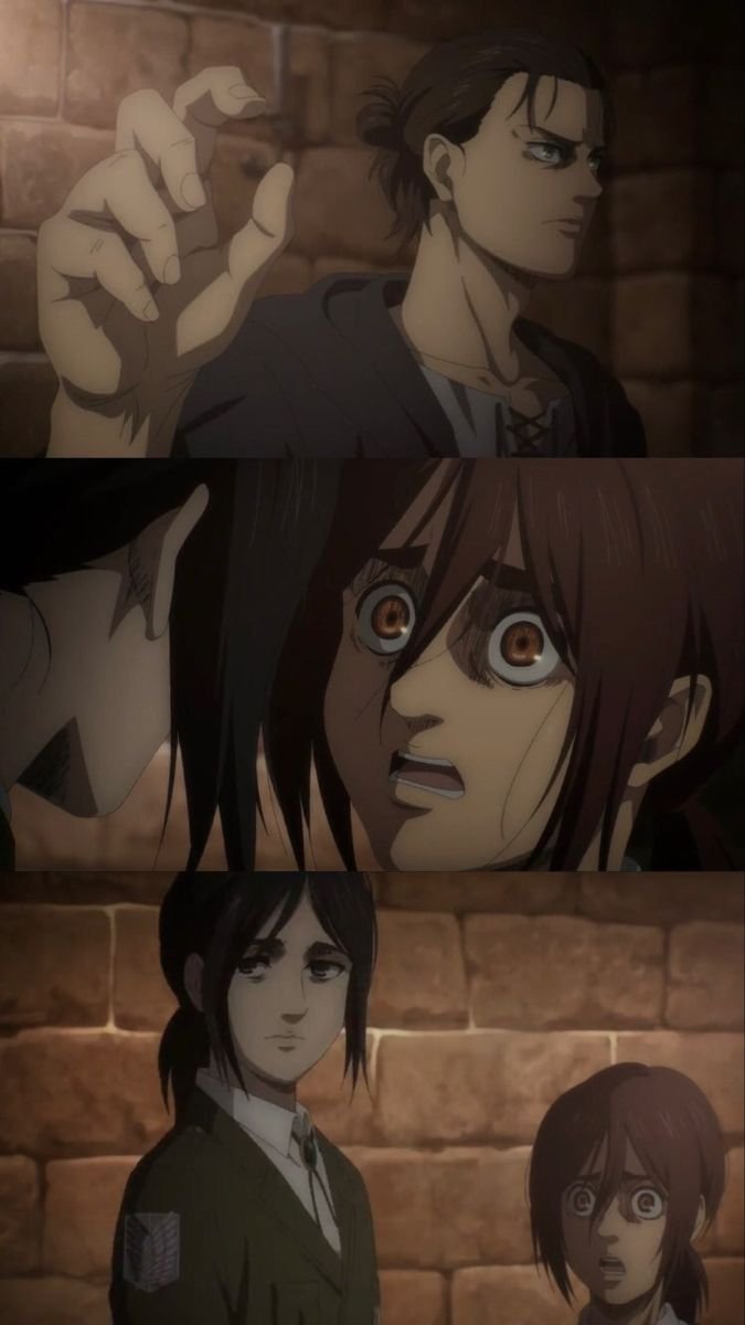 Erennevermiss's tweet photo. Gabi : I will Kill Eren Yeager , he won't run away

Also Gabi when he met Eren https://t.co/dw4WgdfWC9