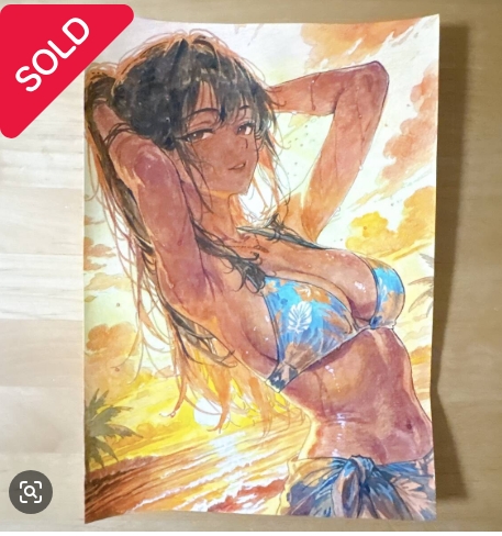 dozinchi2's tweet photo. このてらてらごっつんとした肉感の描き込み、エロいぜと入札していたのですが、他の人にするりと落札されてしまった…。しかし最近、あたりまえのようにアナログ絵の出品物のスキルが高いな…。 https://t.co/3croYDneH3