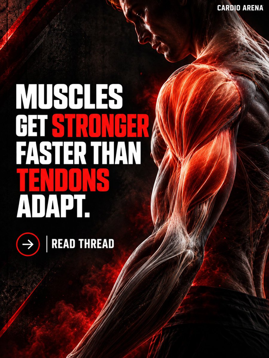 CadioArena's tweet photo. Your muscles can get stronger while your tendons are still adjusting to the workload.

This partly explains why some lifters develop tendon problems despite making good progress in the gym.

There is more to getting stronger than adding plates. 

THREAD https://t.co/vPbR3FGSDs