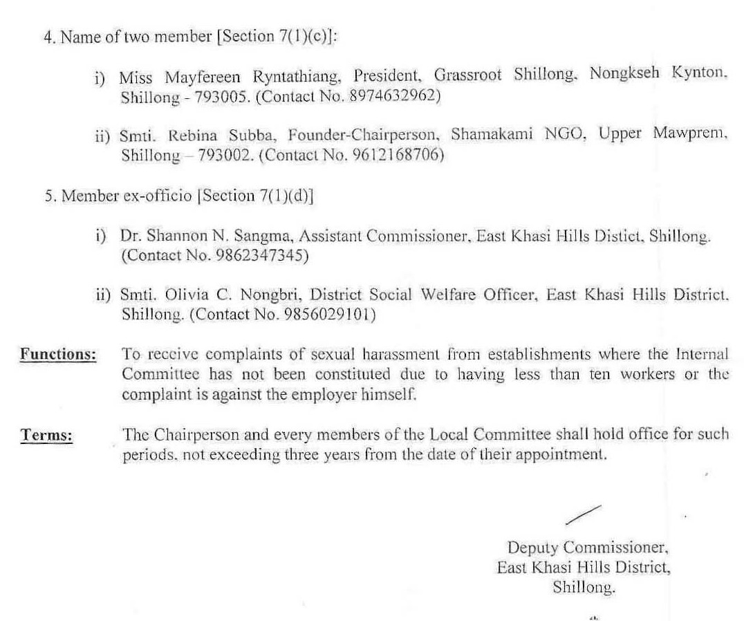 MeghalayaGov's tweet photo. #Reconstitution of the #LocalCommittee for Implementation of the Sexual Harassment of Women at Workplace Act, 2013 in #EastKhasiHills District @DiprMeghalaya @abaranwal89 @DC_EKH (https://t.co/fWhQ9LRu9R) https://t.co/oyZuL3zpKS