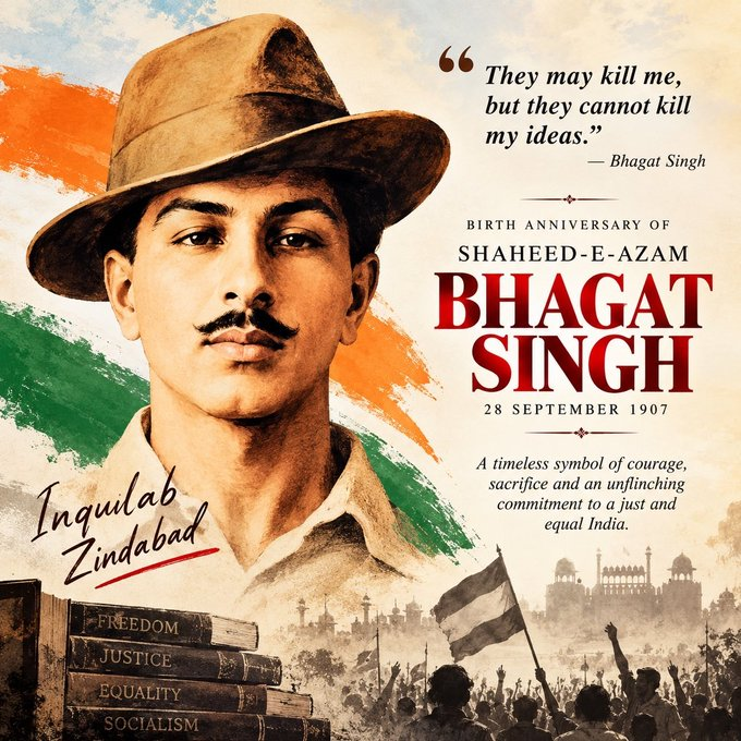 balck7112's tweet photo. Remembering Shaheed Bhagat Singh on his 119th birth anniversary. #BhagatSingh #TarangShakti2026 #Multibagger_Stock_Pick #BankNifty https://t.co/F7p6iI7KXE