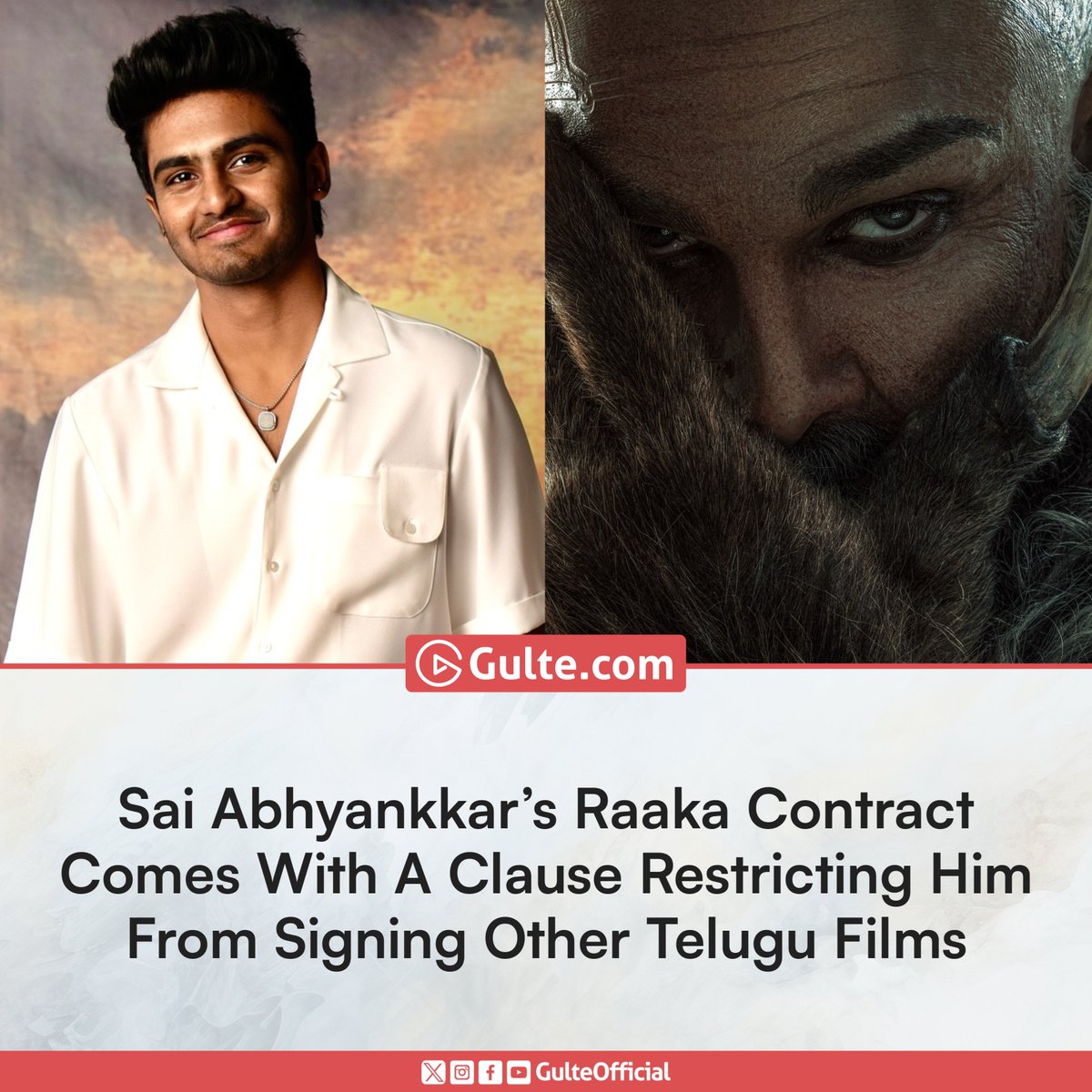 GulteOfficial's tweet photo. Ever wondered why #SaiAbhyankkar has not signed the Telugu films despite his stupendous success?

THE REASON..? 

#AlluArjun and Atlee’s #RAAKA marks his TELUGU DEBUT, with a reported CLAUSE BARRING HIM FROM SIGNING ANOTHER TELUGU FILM that releases before Raaka.

#GulteExclusive https://t.co/iE0Lc7xF2y