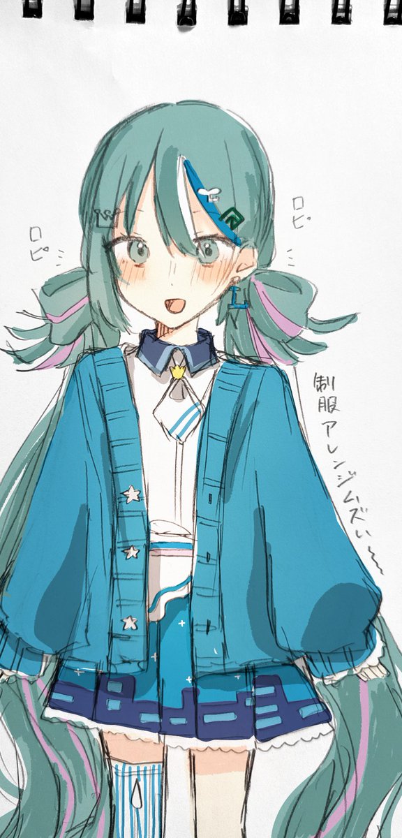 sousakuotaku000's tweet photo. 最近全く絵を上げてないことに気づいたのでだいぶ前に描いた制服アレンジをしたロピちゃんを供給
#ローミク https://t.co/wsyfu1iGhc