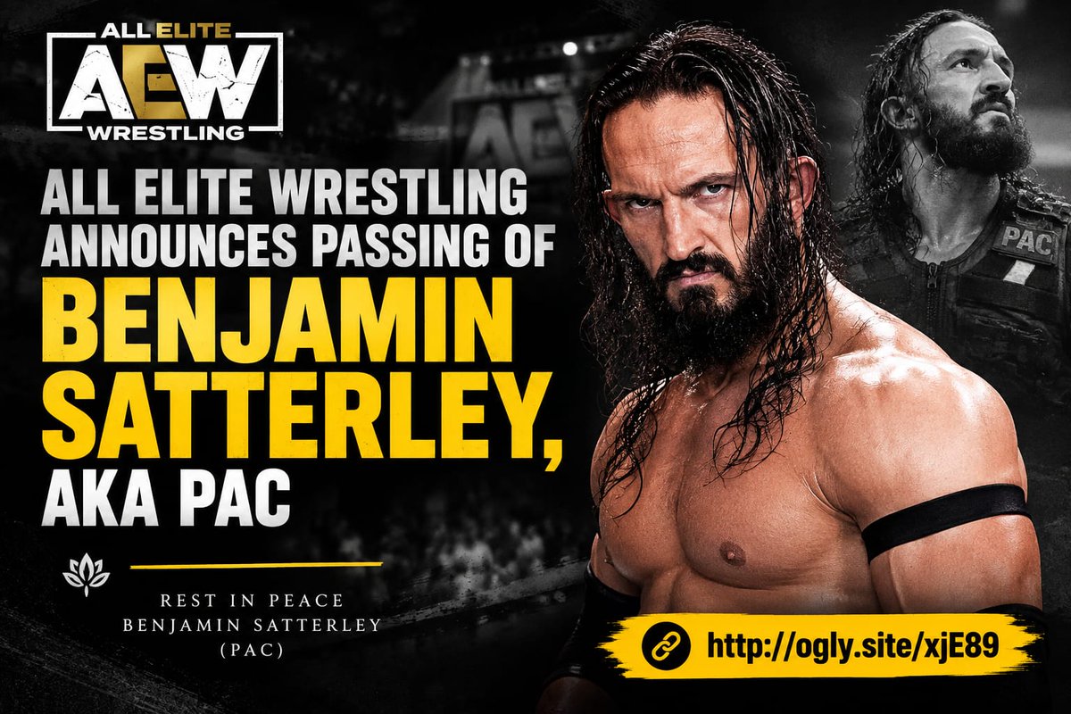 wexlerkim35's tweet photo. 🚨 BREAKING: AEW has announced the passing of Benjamin Satterley, better known as PAC, at 40.
The wrestling world is mourning the loss of the AEW star, who had just competed at AEW All Out.
👉 Read the full story: https://t.co/elZqBDQBDF
#AEW #PAC #Wrestling #BreakingNews #rip https://t.co/On9QCuphsY