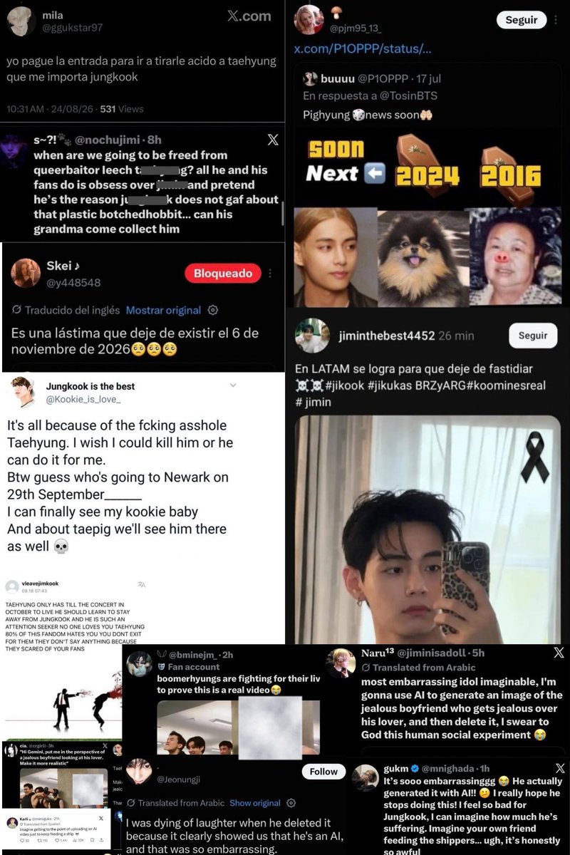 QuiHarriet2832's tweet photo. @BIGHIT_MUSIC  Debido a tu incompetencia y falta de interés sobre el tema de #protectTaehyung y avisos de amenaza de muerte por cierto grupo,que TÚ creaste y alimentaste,te hacemos absolutamente responsable de lo que pueda llegar a pasar en el resto del #Tourarirang @bts_bighit https://t.co/7NVT1V1tPC