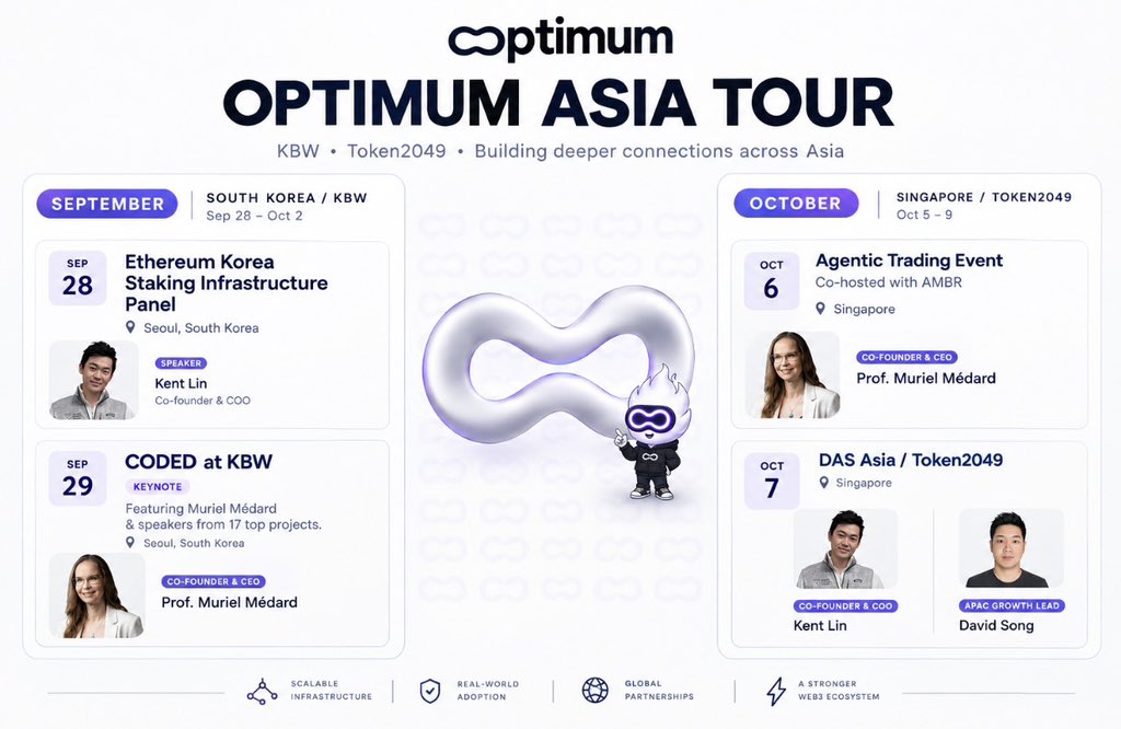 Fabfrnk1's tweet photo. gMum

There's a reason Optimum is spending the next few days deep in the Asian blockchain ecosystem.

The team isn't simply showing up at conferences. It is entering several conversations that connect directly to the infrastructure Optimum is building. https://t.co/I3t09gmjhz