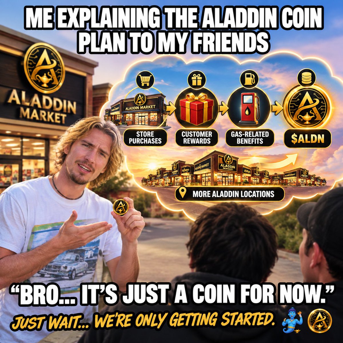 ALADDINCOI's tweet photo. $ALDN JUST HIT $100K MARKET CAP.

101 holders strong.

To everyone who held through the setbacks, stayed patient, and continued supporting Aladdin Market, this moment is for you.

We’ve reached another milestone, but the bigger story is still being built.

The vision is bigger than a chart. Keep supporting, keep spreading the story, and let’s see how far this community can take Aladdin.

$ALDN is just getting started.

6tq3Uh5h8t3yWFZcCwJzCrNAXCYAduiSKeqrKEL9pump