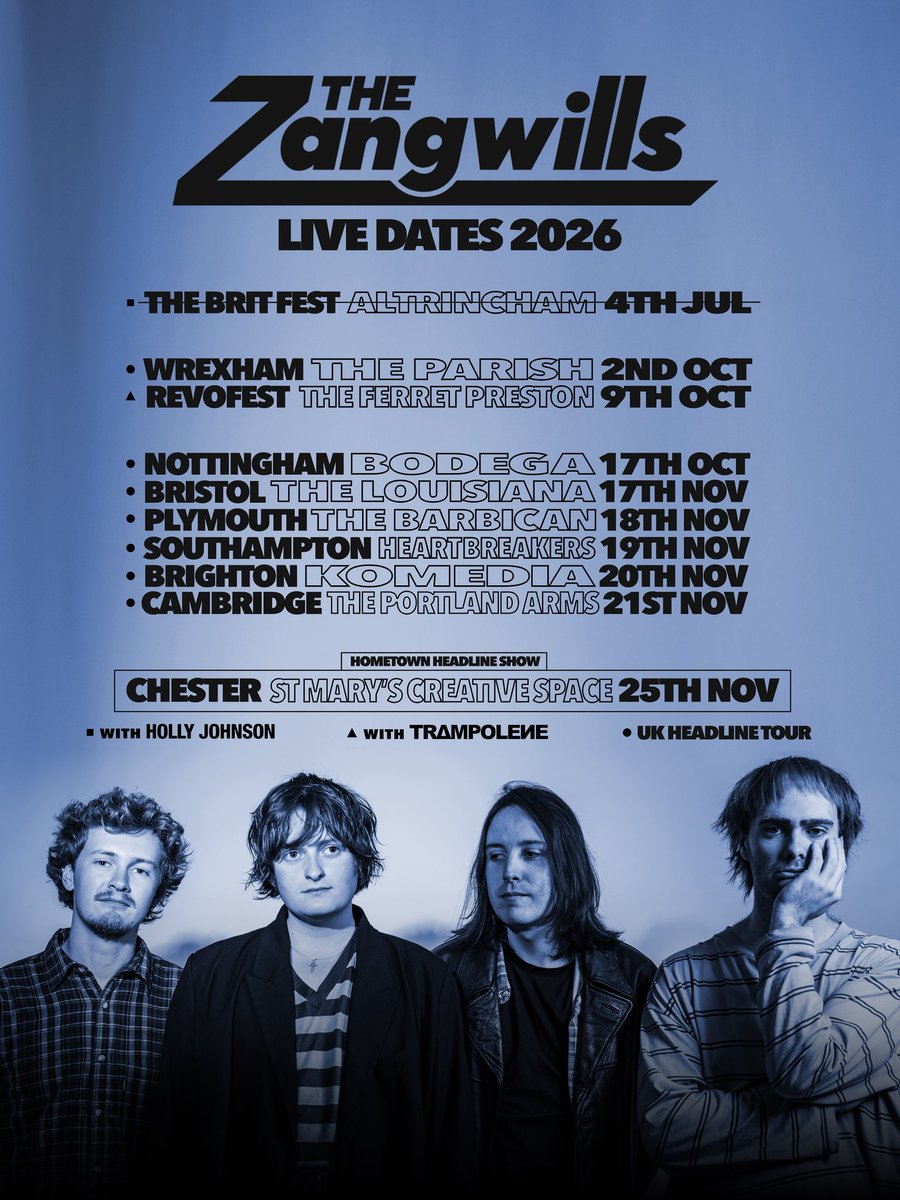 thezangwillsUK's tweet photo. UPDATED 2026 DATES

1 down, 9 to go… 

Cambridge and a monumental homecoming show have both been added, have you got tickets for your city yet? all shows on sale now! https://t.co/CRLq2iIyuw