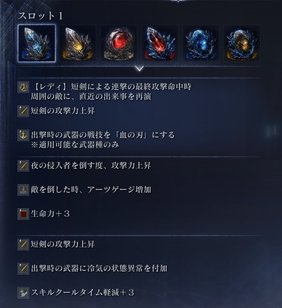 wingsblind's tweet photo. S2遺物が出てくれたのでやってみたかった短剣レディ試してみたけど概ね良好といった感じ
スキルリステと再演でかなり味方含めた火力上げれるのいいね
あとやっぱ短剣は小回り効くから立ち回りやすいわ
ストラゲスとかまじで楽しい

もう１つくらい生命力か最大HP積めると理想かな https://t.co/YI61XXczzg