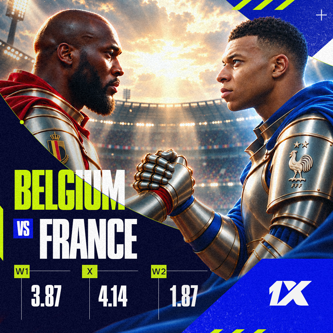 1xBet_Eng's tweet photo. Belgium and France are playing for top spot 🇧🇪🇫🇷

France have beaten Belgium in each of their last five meetings. 

Do you think Zidane’s side will make it six tonight? 👀

Choose your bet here ➡️ https://t.co/r8Si3m2kLy https://t.co/SsVQ2GZcIP