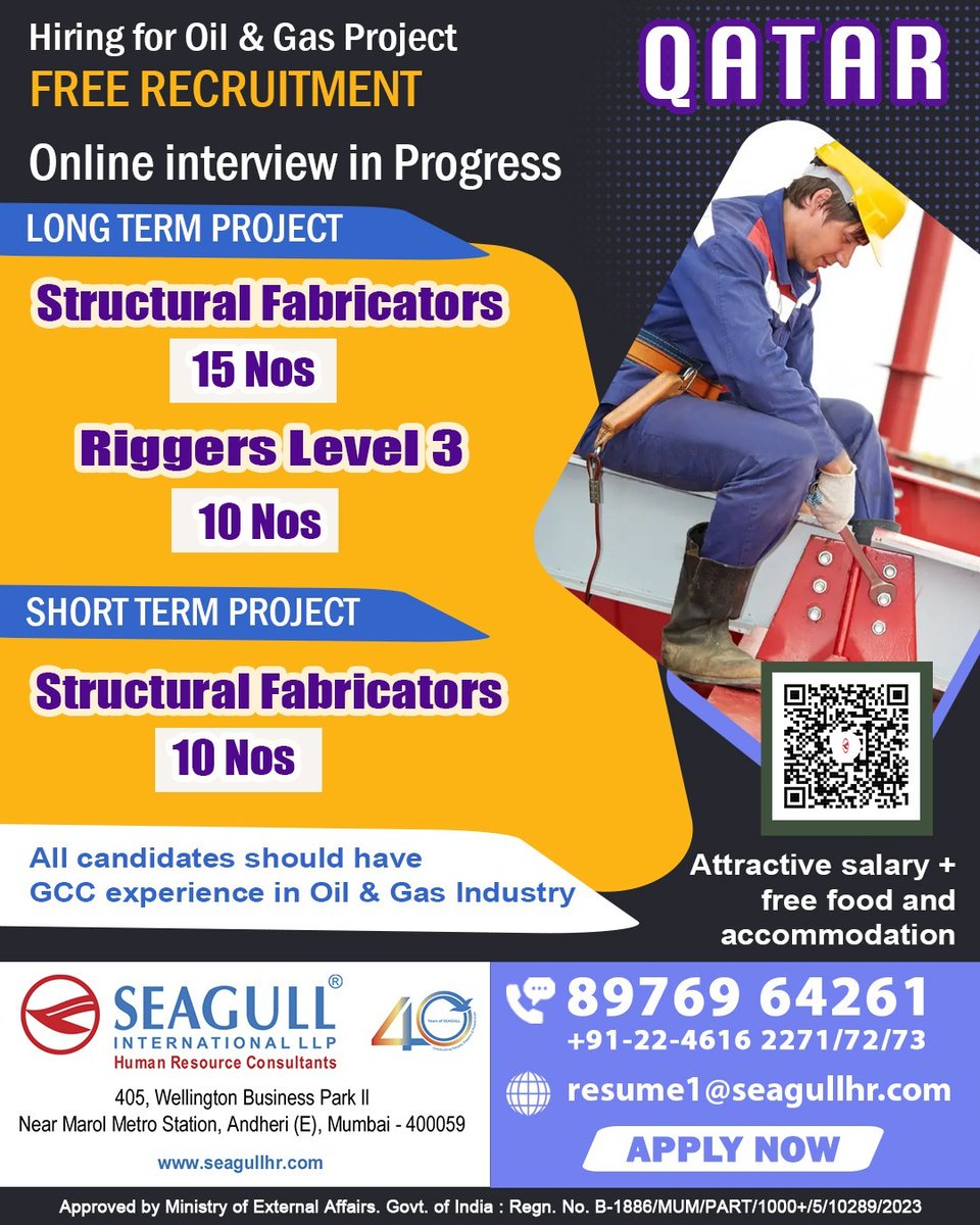 hrd1_seagull's tweet photo. π¨ QATAR JOBS! π Apply now
π Build your global career experience
β
Committed to delivering results
πΉ Multiple openings across various roles
π Shortlisting in progress β donβt miss out, apply today!
#ApplyNow #ShortlistingInProgress #GlobalJobs #ImmediateHiring https://t.co/AFJFrO1qx3