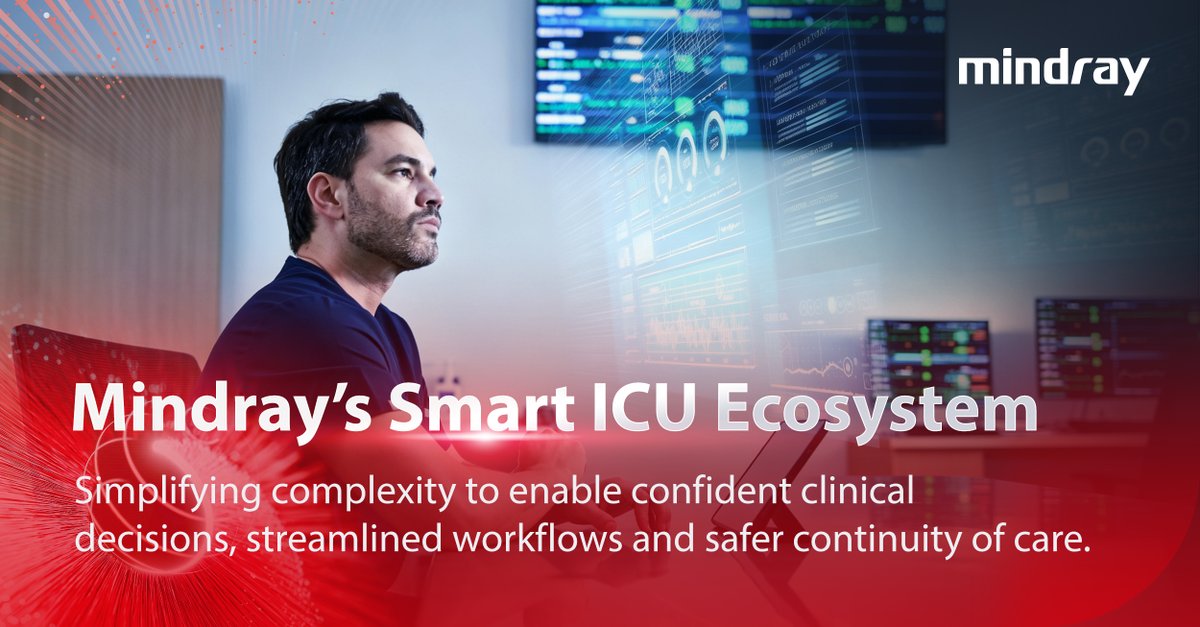 MindrayGlobal's tweet photo. Say goodbye to ICU complexity!

Meet Mindray's Smart ICU Ecosystem at ESICM2026:

🔔 iAlarm: Less fatigue, more accuracy
📊 Pmus &amp; HemoSight: Confident decisions
🔗 M-Connect: Seamless workflows

👋 Stop by our booth to see it live!

#ESICM2026 #CriticalCare #SmartICU #Mindray https://t.co/TbUYBY0ckX