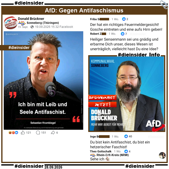 Die_Insider's tweet photo. #AfD-Anhänger verteidigen ihre #AfD gegen jeden #Antifaschismus!
 
Demokraten sind Antifaschisten! #AfDVerbot
 
#LautGegenNazis #NiemalsAfD 
#GemeinsamGegenHass #DieInsider📎
 
Weitere Slides und Infos findet ihr u.a. bei uns auf Facebook/dieinsider und Instagram/die.insider. https://t.co/qJ7dNUjLIi