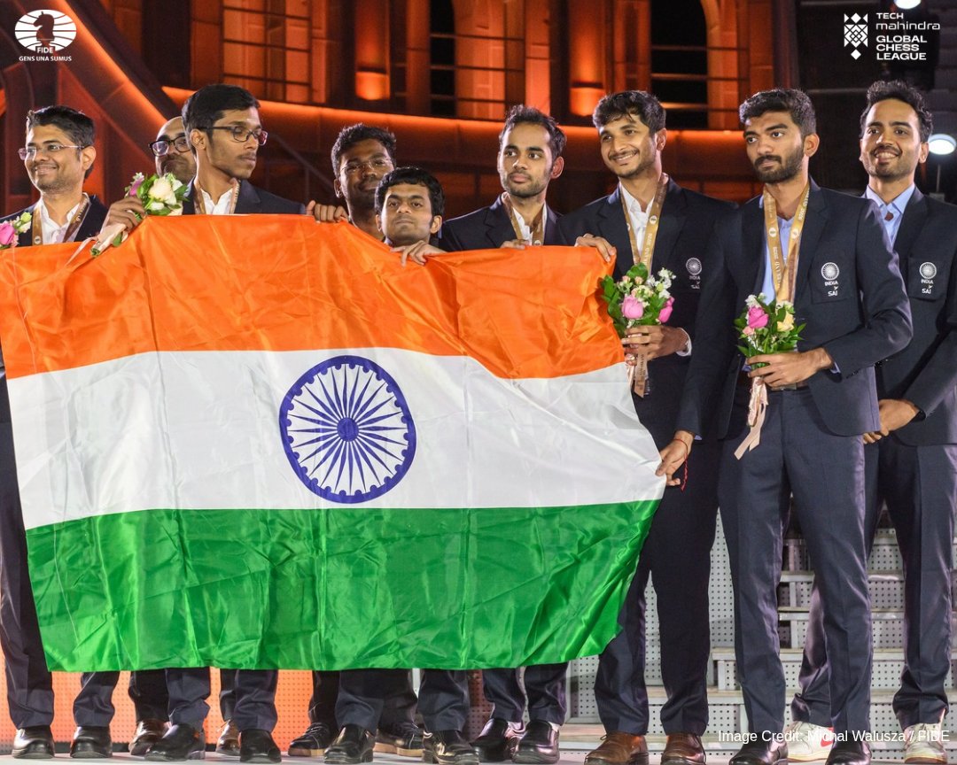 GCLlive's tweet photo. Fight, grit, and podium finishes 🇮🇳🤩

What was your favorite moment from Team India's incredible run? 👇

#TechMGCL #GlobalChessLeague #BeyondTheMove https://t.co/VFqadputLS
