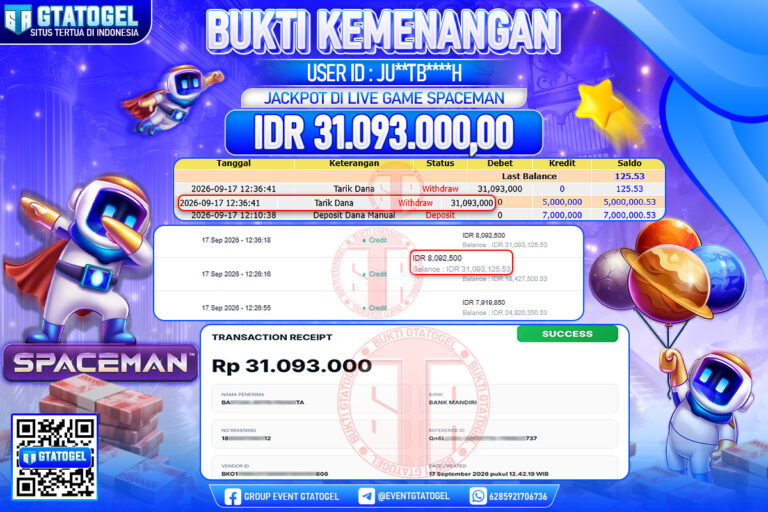 x75ghhpops's tweet photo. Jackpot Spaceman Rp 31.093.000 sukses dibayar penuh di GTATOGEL. Selamat kepada pemenang. Main dan menangkan cuanmu sekarang juga.

   #GTATOGEL #Maxwin #Spaceman https://t.co/uqzKyyFQuw