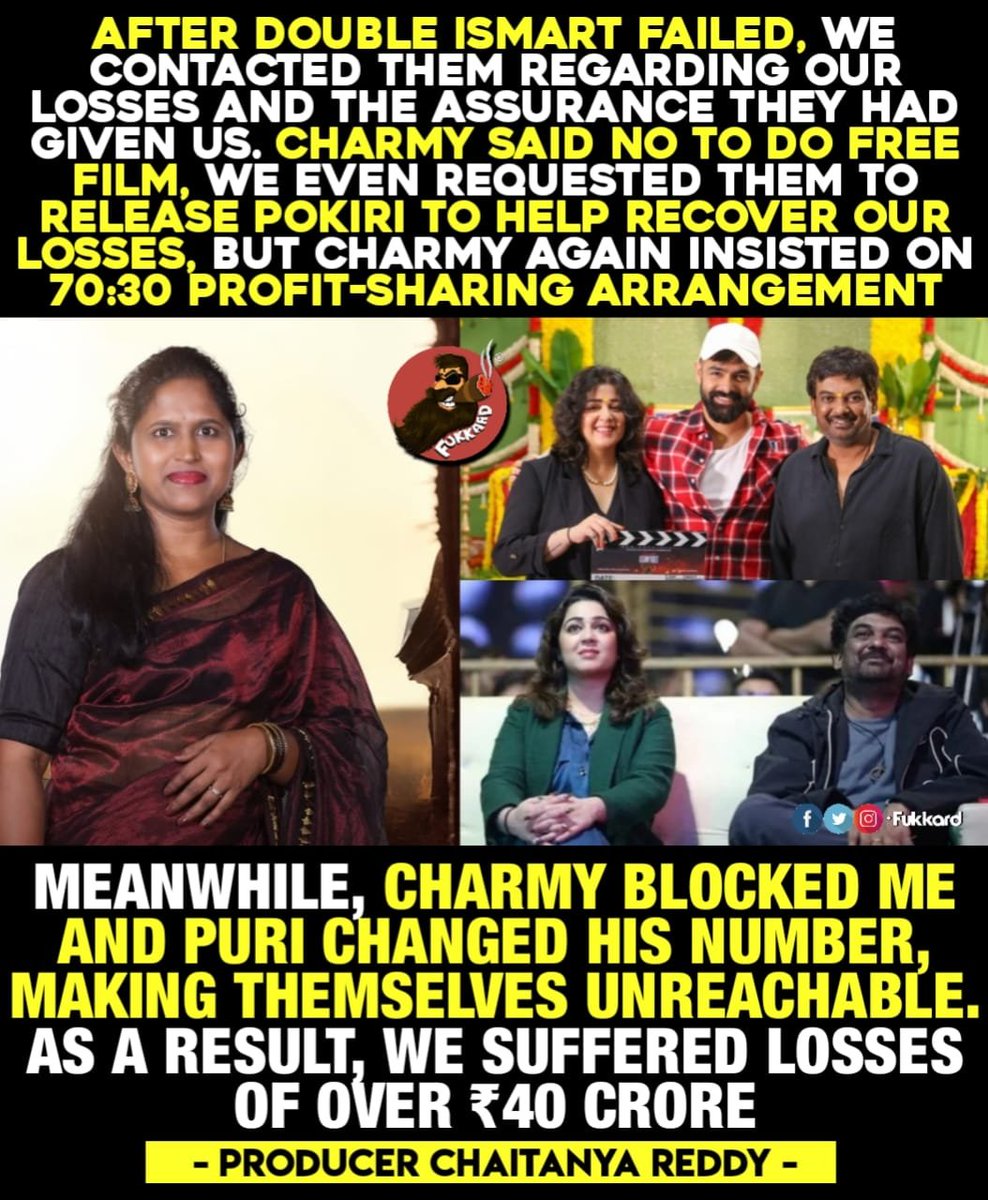 Fukkard's tweet photo. #ChaitanyaReddy #PuriJagannadh #CharmeeKaur #DoubleIsmart

https://t.co/YibtIfZK8A https://t.co/ONM3rm2K4c