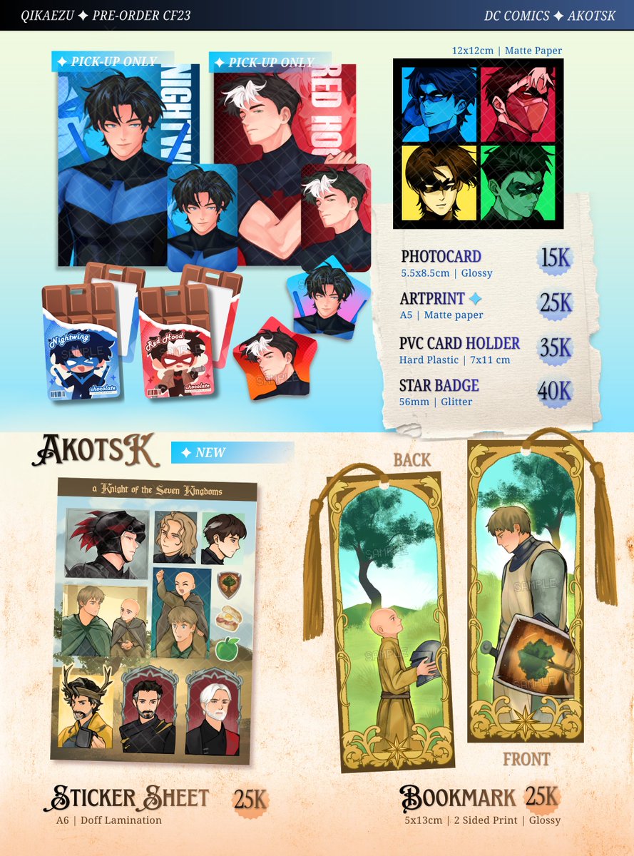 qikaezu's tweet photo. ꒰💙/🔁 appreciated tysm! ꒱
Hii, my #CF23 Batch 2 PO is finally here!

🗓️ Pickup : ~2 Oct | Mail : ~8 Oct
✦︎ G-22 (both days)
✦︎ DC | Marvel (MCU / Rivals) | AKOTSK | Heated Rivalry | PHM | ORV | GSGW

GO DM first! Form link ⤵️
(1/2) #cf23catalogue https://t.co/0t5qIBQTYz