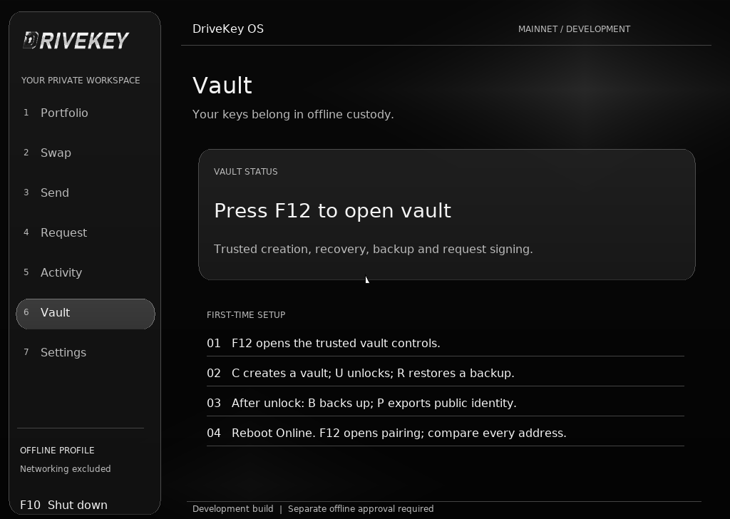 DriveKeyyy's tweet photo. DriveKey OS beta live🤍
A native wallet OS with a barebones black-and-white UI.
Prepare online → review and sign offline → submit online. https://t.co/yTjKlxI7Sj