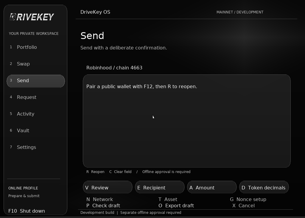 DriveKeyyy's tweet photo. DriveKey OS beta live🤍
A native wallet OS with a barebones black-and-white UI.
Prepare online → review and sign offline → submit online. https://t.co/yTjKlxI7Sj