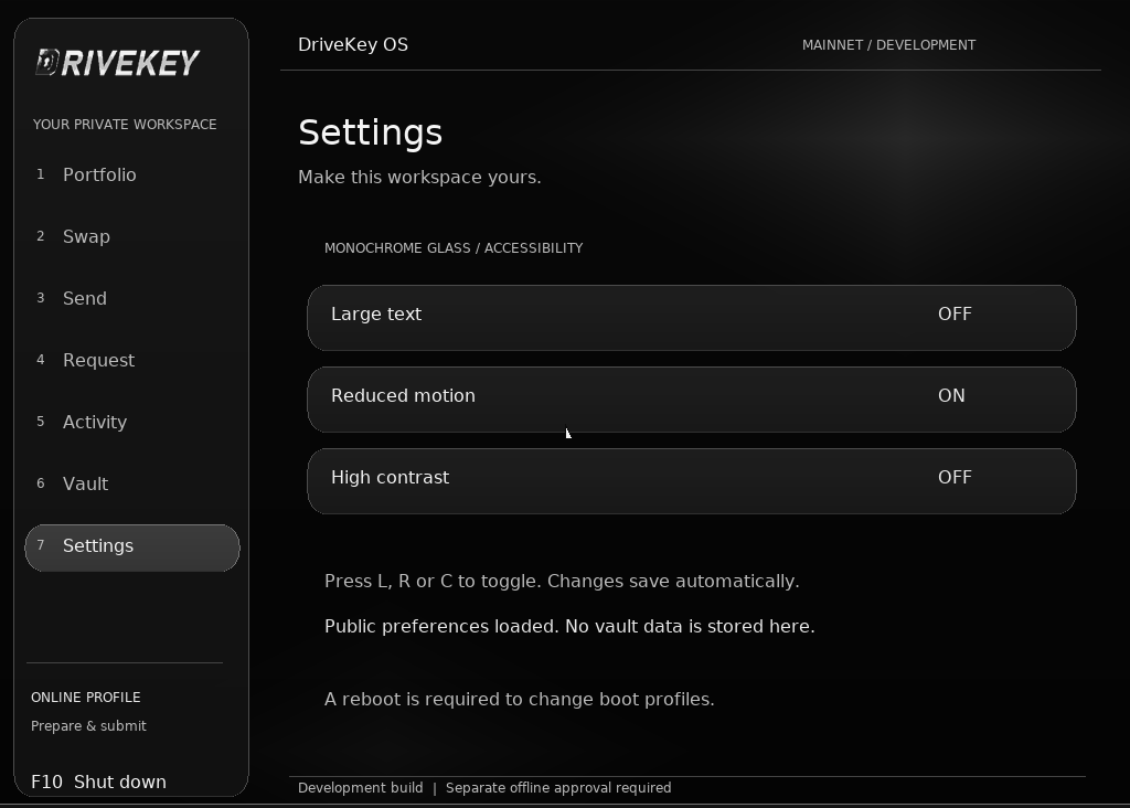 DriveKeyyy's tweet photo. DriveKey OS beta live🤍
A native wallet OS with a barebones black-and-white UI.
Prepare online → review and sign offline → submit online. https://t.co/yTjKlxI7Sj