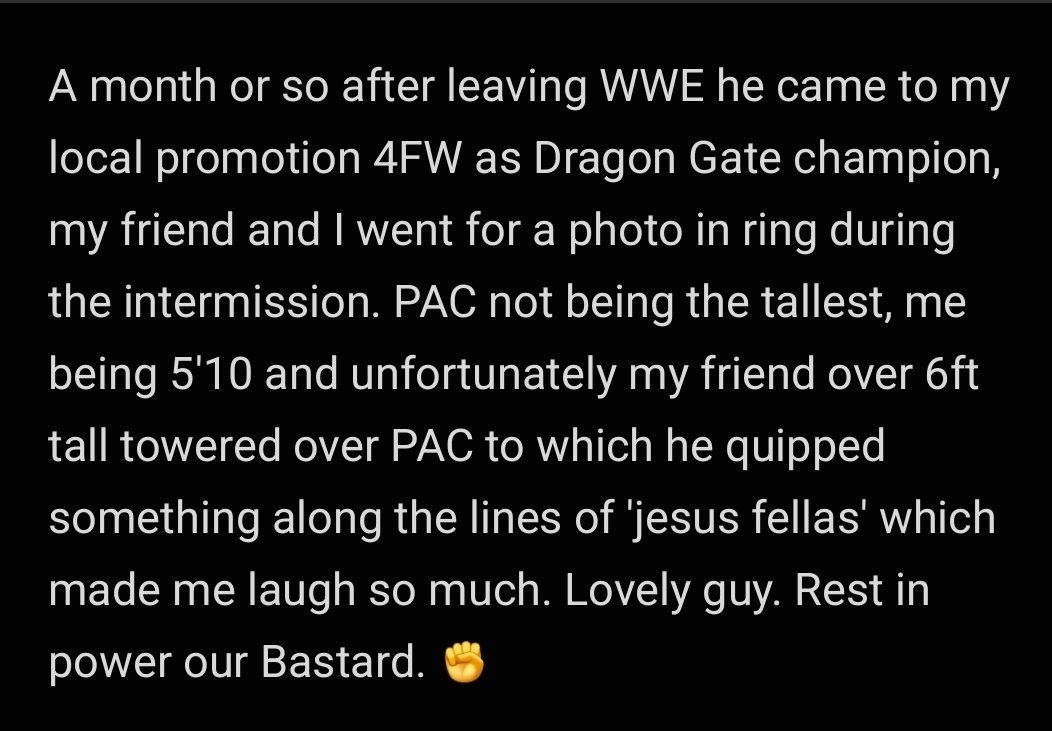 Dj_Danny_H's tweet photo. Just wanted to share my @BASTARDPAC story, what a lovely human being. #aew #pac https://t.co/hnjQci1nA5