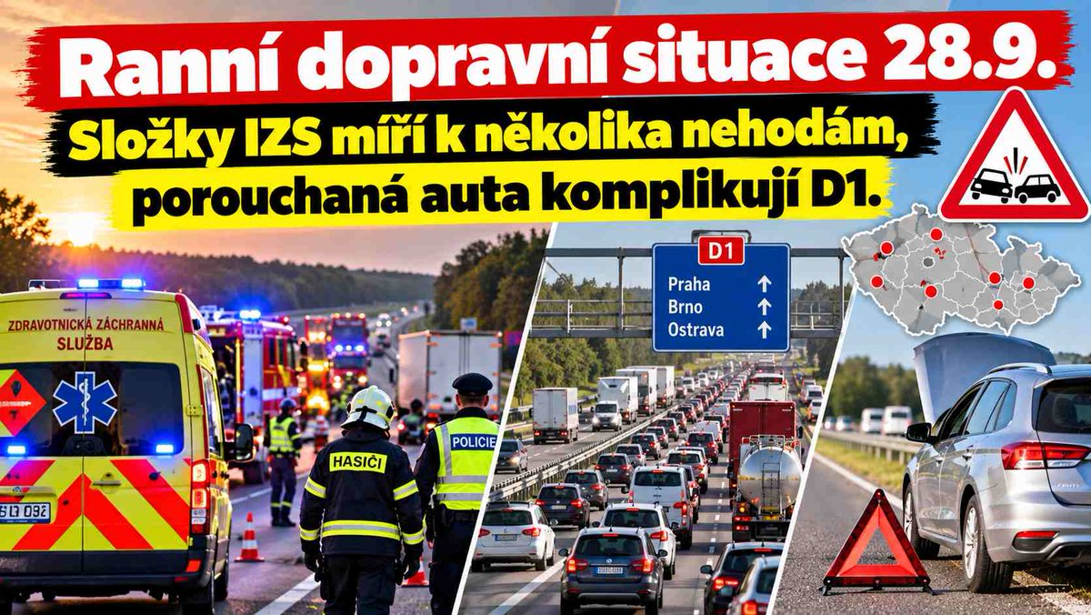 CzHasici's tweet photo. Ranní dopravní situace: Nehody cyklisty a motorkáře, na D1 jsou neprůjezdné jízdní pruhy https://t.co/eqKazGUok4
🦌🚗 Ranní dopravní situace: Auto se střetlo s jelenem, další nehody zaměstnávají složky IZS 🚒 #Policie #IZS #HZS #ZZS #Doprava #Nehody #Kolony #HasičiCZ https://t.co/epljGvhlcP