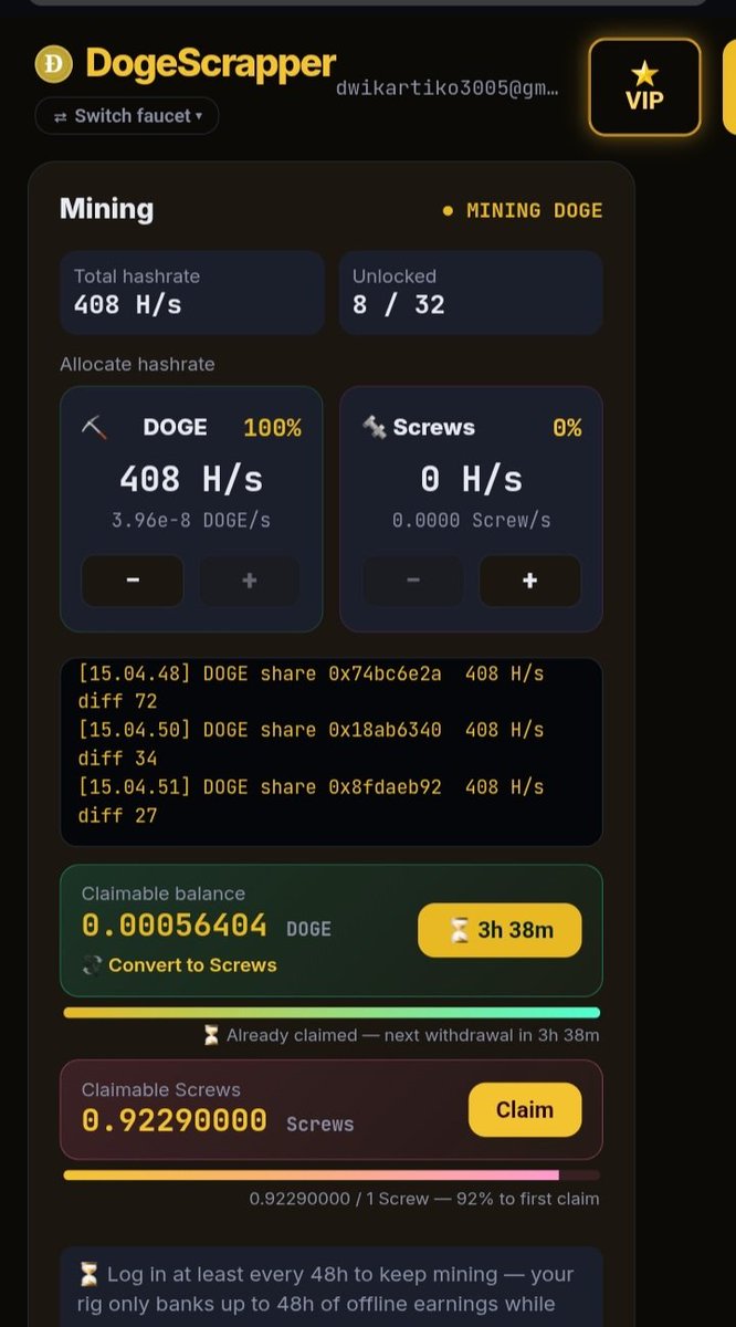 DwiatmoK's tweet photo. Crypto Mining
Doge Scrapper
https://t.co/0r4aj4Ba6K
- join free
- no deposit
- 32 rigs 
- tasks to unlock rigs
- WD to FP wallet
👌👍 https://t.co/fK34BT2H9l