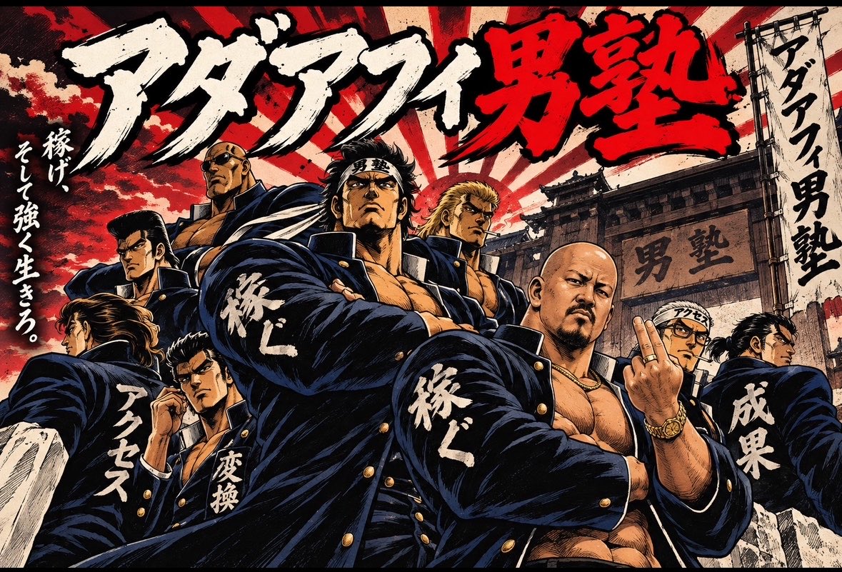 ShinjukuSokai's tweet photo. そんなに稼げてもいないくせに金取ってアダアフィコンサルしてるやつが増えてきたから完全無料のアダアフィ男塾を吉田塾長が始める。
孤独の風俗飯もエロビ飯に転生するとの事。
入塾���接は @sokai_ads まで。 https://t.co/OSIv75QWFX