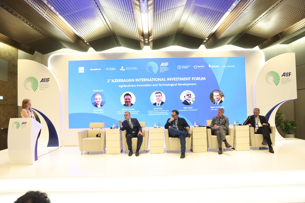 azpromoaz's tweet photo. İkinci Azərbaycan Beynəlxalq İnvestisiya Forumu çərçivəsində “Aqrobiznes sahəsində innovasiyalar və texnoloji inkişaf” mövzusunda panel sessiya keçirilib.

Ətraflı - https://t.co/IND9GTihA9

#EconomyAz #AZPROMO #AIIF2026 https://t.co/UL8zq6nrxV