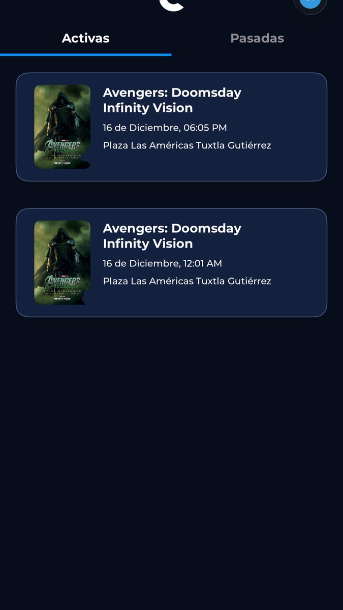 Ivan_AgEsp's tweet photo. Porque 1 vez no es suficiente, función de media noche y a las 6 pm como Dios manda. #avengers #avengersdoomsday

@Cinepolis nomas te mamaste tantito que pusiste 1 función subtitulada. 🥲 https://t.co/DTVIsx4qF8