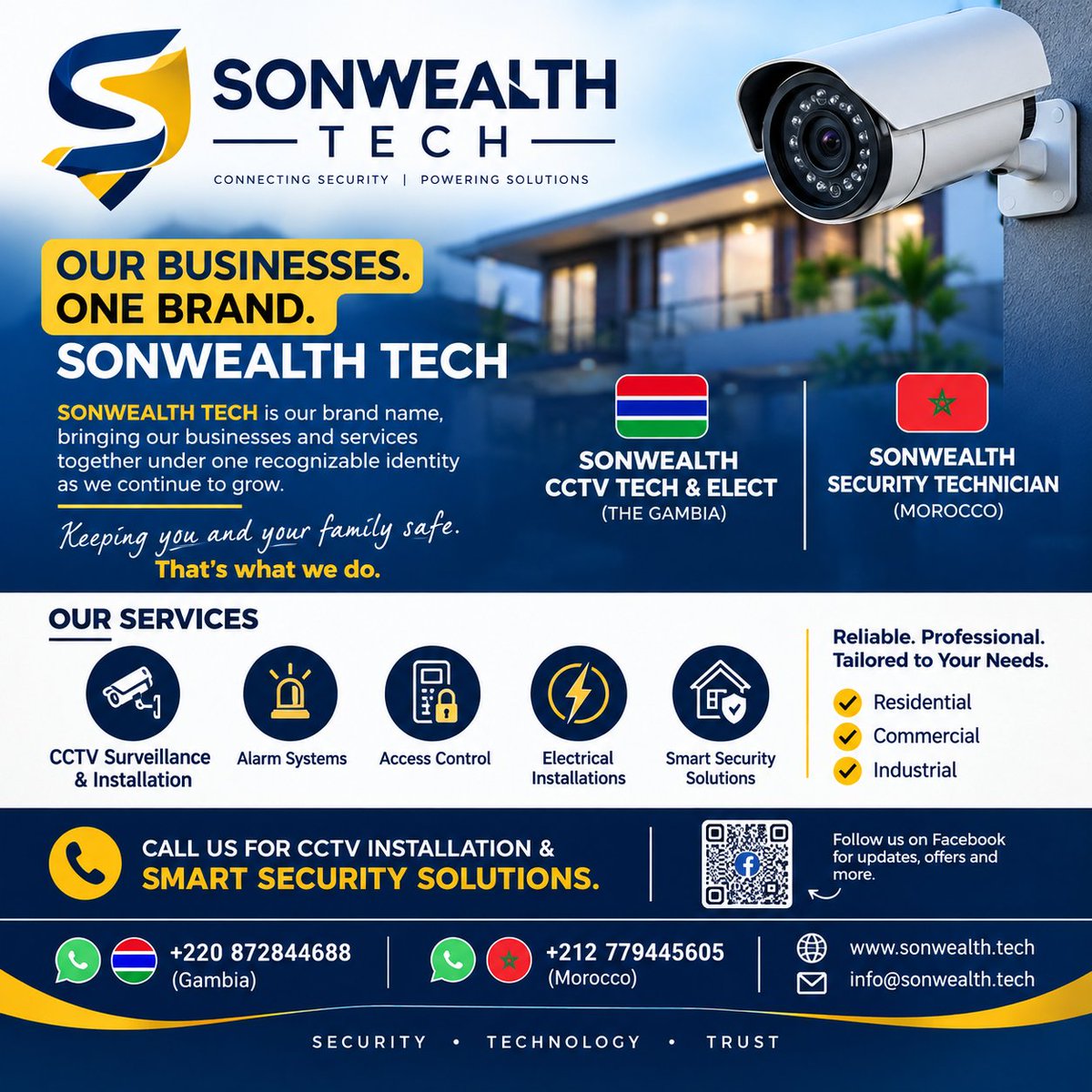 omoolaolami1's tweet photo. SONWEALTH TECH 🔐

Security • Technology • Trust
Professional solutions for homes, businesses &amp; organizations:
📹 CCTV
🚨 Alarm Systems
🔐 Access Control

Keeping you and your family safe. That’s what we do.
🇬🇲 +220 872844688
🇲🇦 +212 779445605
🌐 https://t.co/u9LJ8Jr3l8
Contact https://t.co/4Yst1HGzYo
