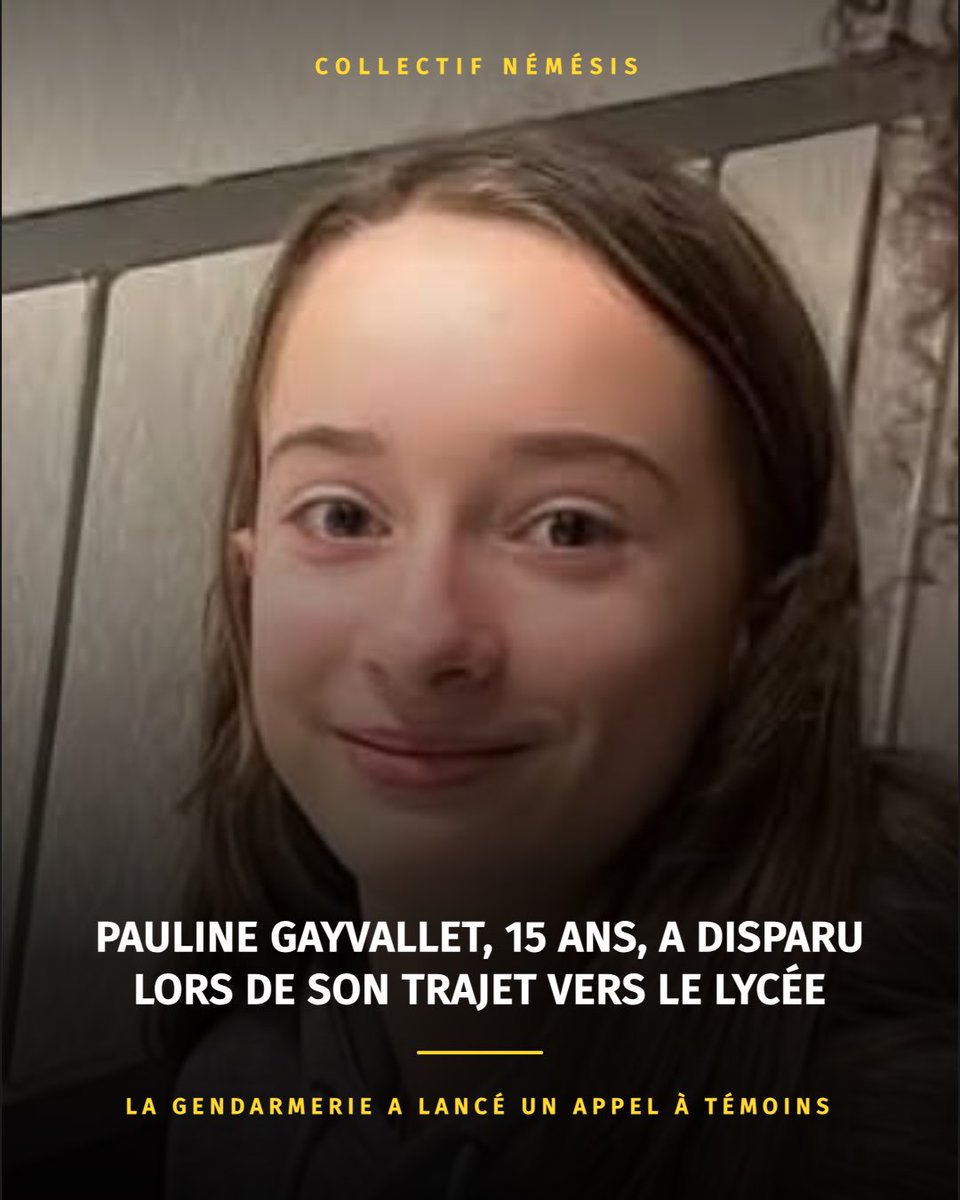 Coll_Nemesis's tweet photo. Le jeudi 24 septembre, Pauline Gayvallet a quitté son domicile de Sérézin-du-Rhône pour rejoindre son établissement scolaire à Vienne. L'adolescente ne s'est jamais présentée en cours. Sa disparition est jugée inquiétante par les autorités locales.

La gendarmerie du Rhône mobilise ses effectifs pour retrouver la jeune fille de 15 ans.
Toute personne disposant d'informations est invitée à contacter la brigade de Saint-Symphorien-d'Ozon.