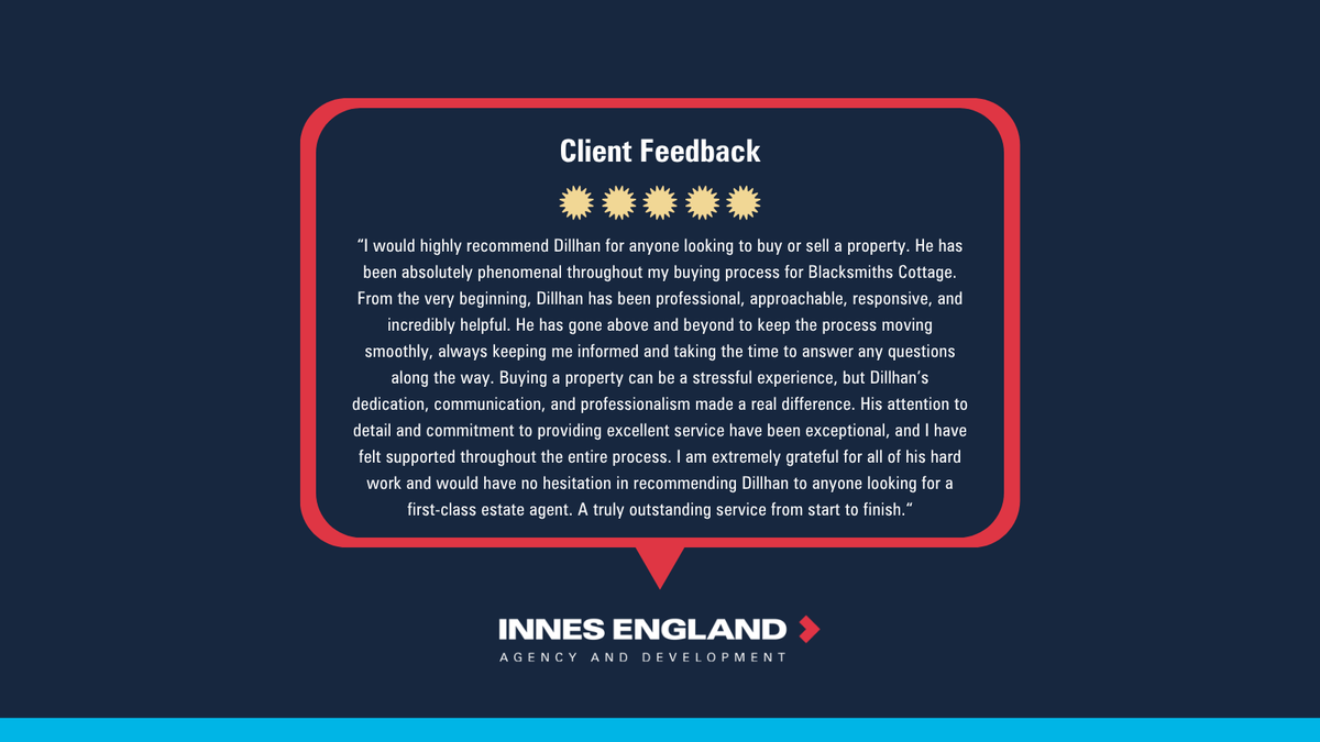 InnesEngland's tweet photo. It’s always great to hear when our team has made a real difference throughout a property transaction. 👇 https://t.co/X34coaIjrJ