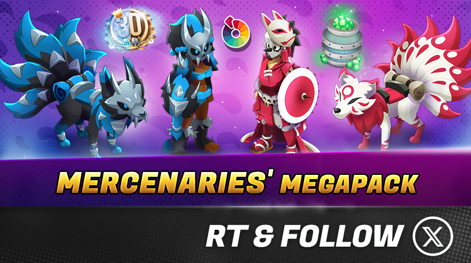 DOFUSTouch_EN's tweet photo. 🦊 Make a lasting impression and stand out with an inimitable style thanks to the Mercenaries Mega-Pack!

RT+Follow for a chance to win this pack!*       
*Reminder; You can only enter this contest on behalf of yourself, not on behalf of a friend/guildmate https://t.co/5xt5IjmEoW