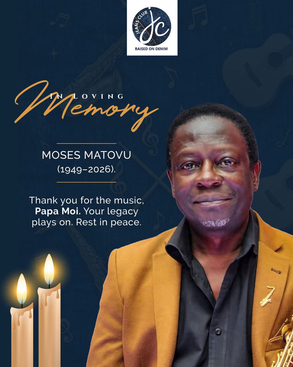 jeansclub_ug's tweet photo. A voice, a saxophone, a legacy. π·
Rest in peace, Moses Matovu (1949β2026). Thank you for the music, Papa Moi. Your songs will play on for generations. π―οΈ
Our heartfelt condolences to his family and the Afrigo Band family.
#RIPMosesMatovu #PapaMoi #AfrigoBand #JeansClub https://t.co/nxdSpbabAT
