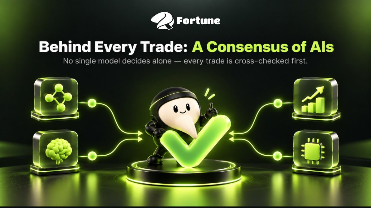 fortuneglobal_'s tweet photo. 🤖 One trade. Multiple AI perspectives.

Fortune doesn’t rely on a single model to make the call.

Each trade is evaluated across multiple AI models, cross-checking signals before a decision is made to reduce single-model bias and strengthen confidence in the output.

More signals. More validation. Less guesswork.

👉 https://t.co/bHPLWDl0xo

#FortuneProtocol #FortuneAI #PredictionMarket